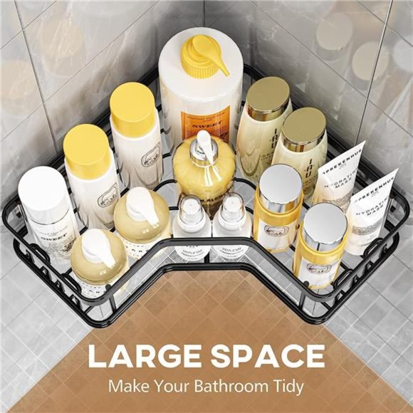 Corner Shower Caddy, Shower Organizer Corner Shower Shelf with 8 hooks,2-Pack - Picture 3 of 6